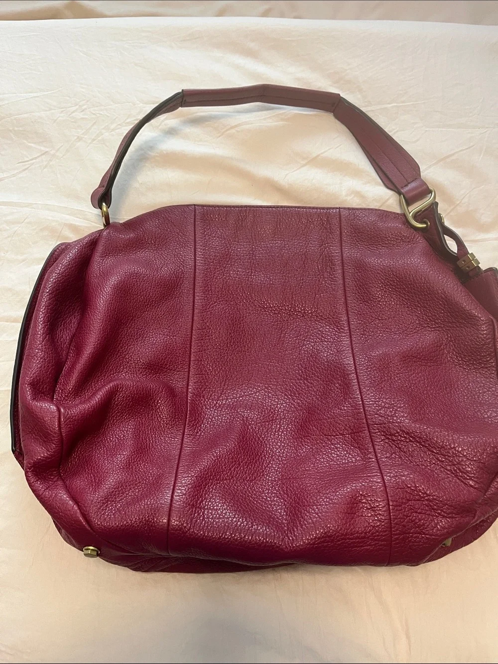DR YANY Leather Hobo Bag in Deep Burgundy
